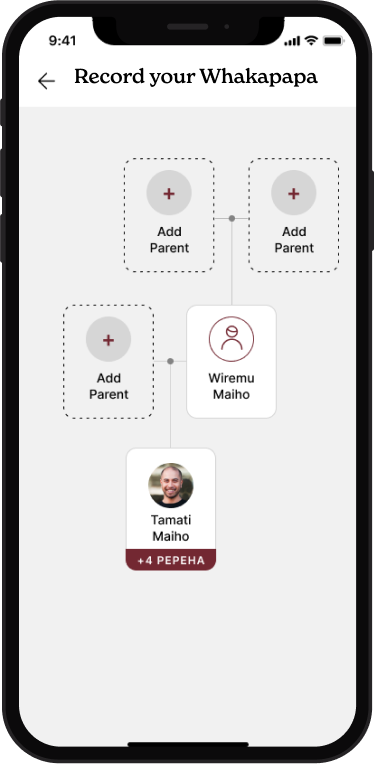 Phone showing whakapapa recording